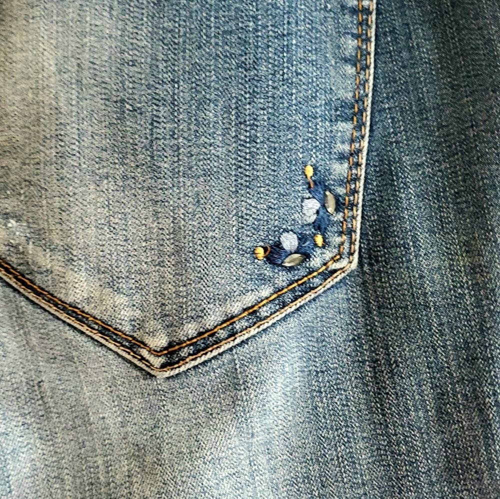 Code Bleu Embellished Straight Leg Jeans - Blue - Picture 2 of 4